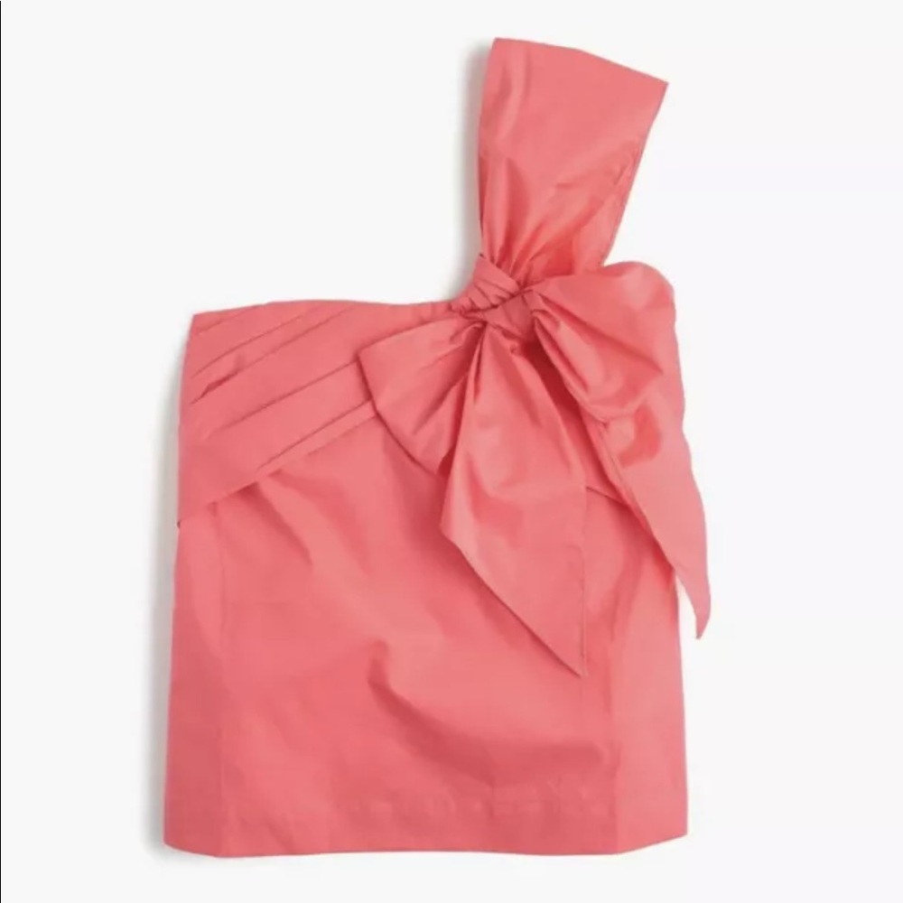 NWT J crew One-shoulder bow top wildflower pink 6 100% Cotton G7721